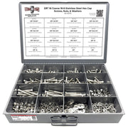 3/8"-16 Coarse 18-8 Stainless Steel Hex Cap Screws, Nuts, & Washers - 755 PCS