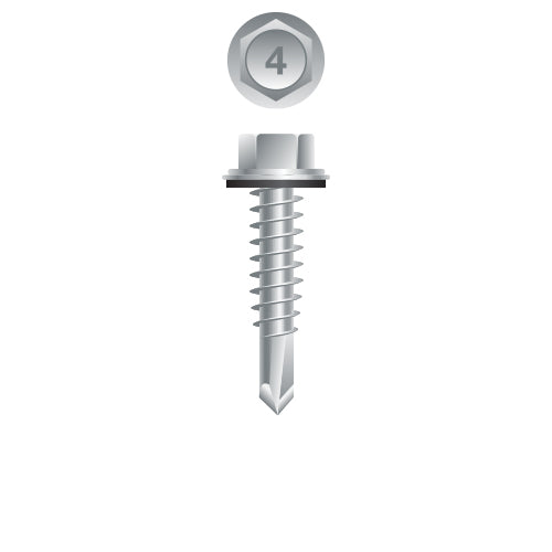 #14 Strong-Point Hex Washer Head w/Washer 14-14 x 3/4, 410 Stainless Steel