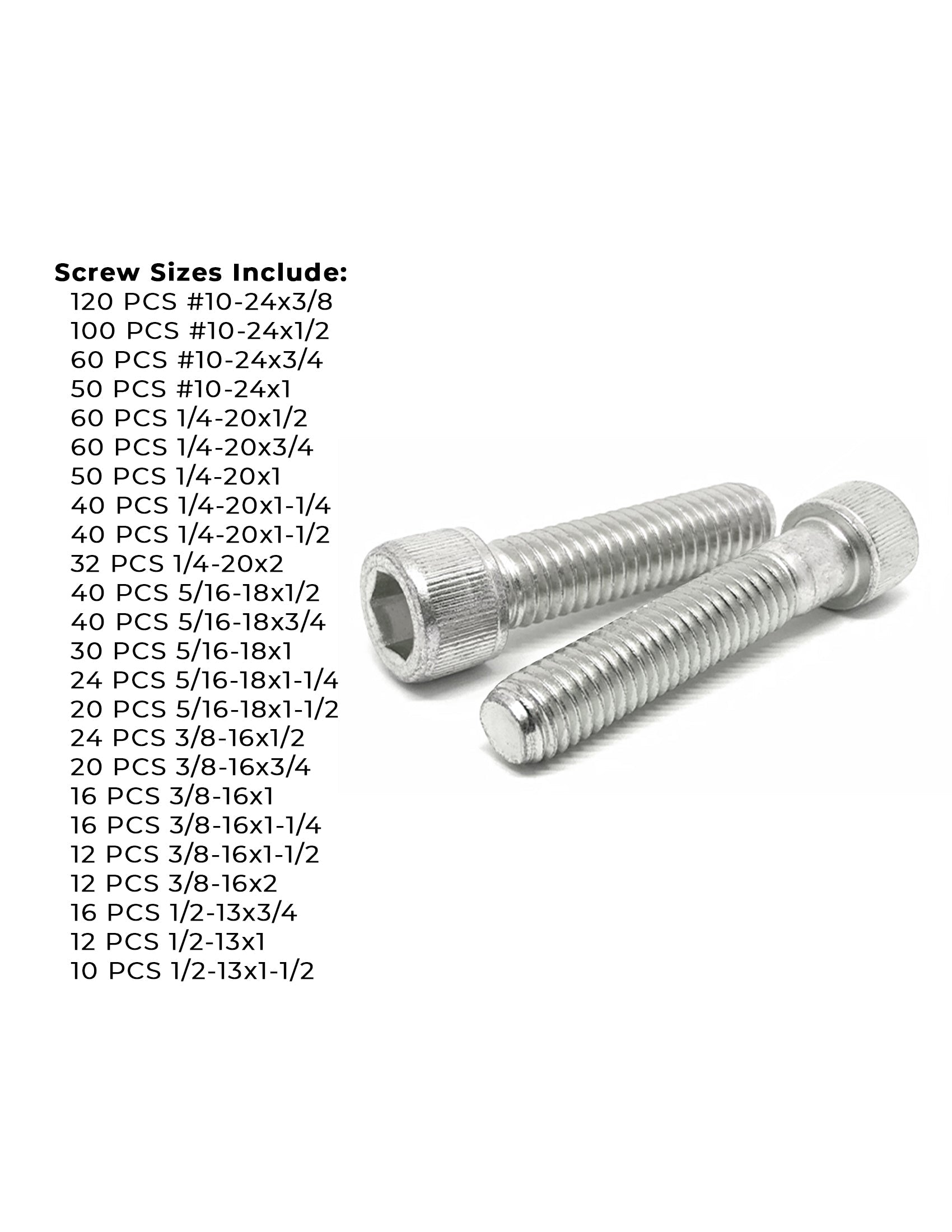 Inch 316 Stainless Steel Allen Socket Head Cap Screws Bolts Assortment - 904 PCS