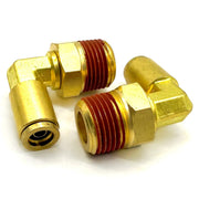 1/2" Tube to 1/2" NPT 90 Degree Elbow Male Pipe Connector, Brass D.O.T. Push to Connect Air Brake Fitting with Red Acrylic Thread Sealant