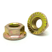 3/8"-16 Grade 8 Serrated Hex Flange Lock Nuts Zinc Yellow