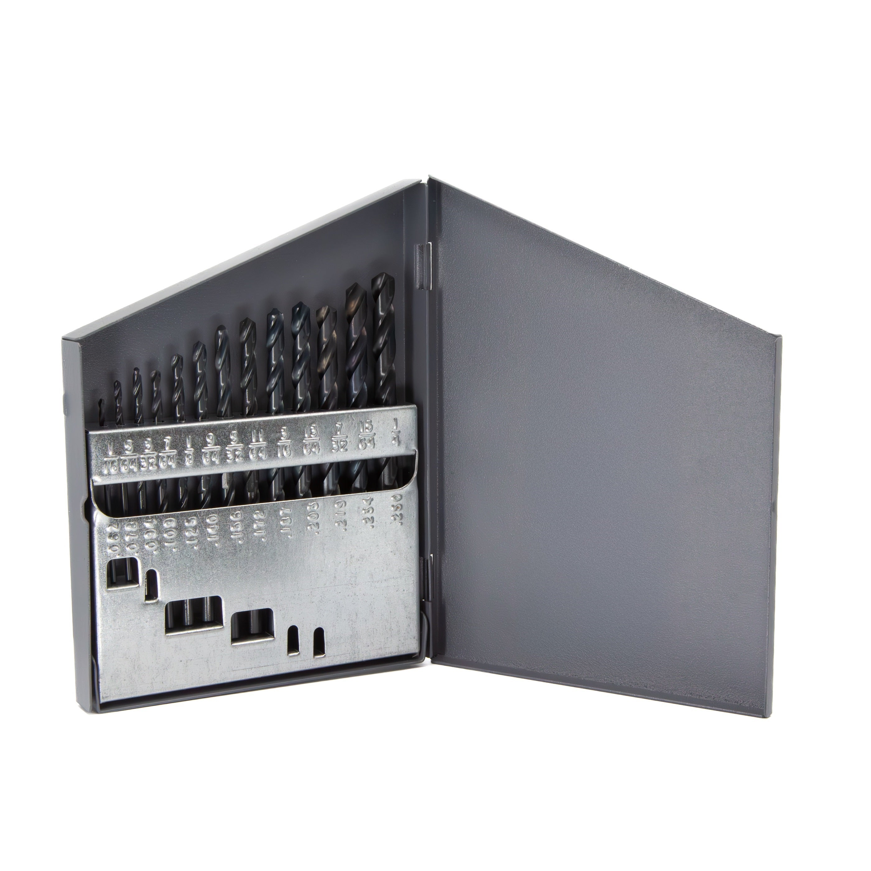 13 Piece HSS Black Oxide Stub (Screw Machine) Split Point Drill Bit Set, D/ASP, 1/16" - 1/4"