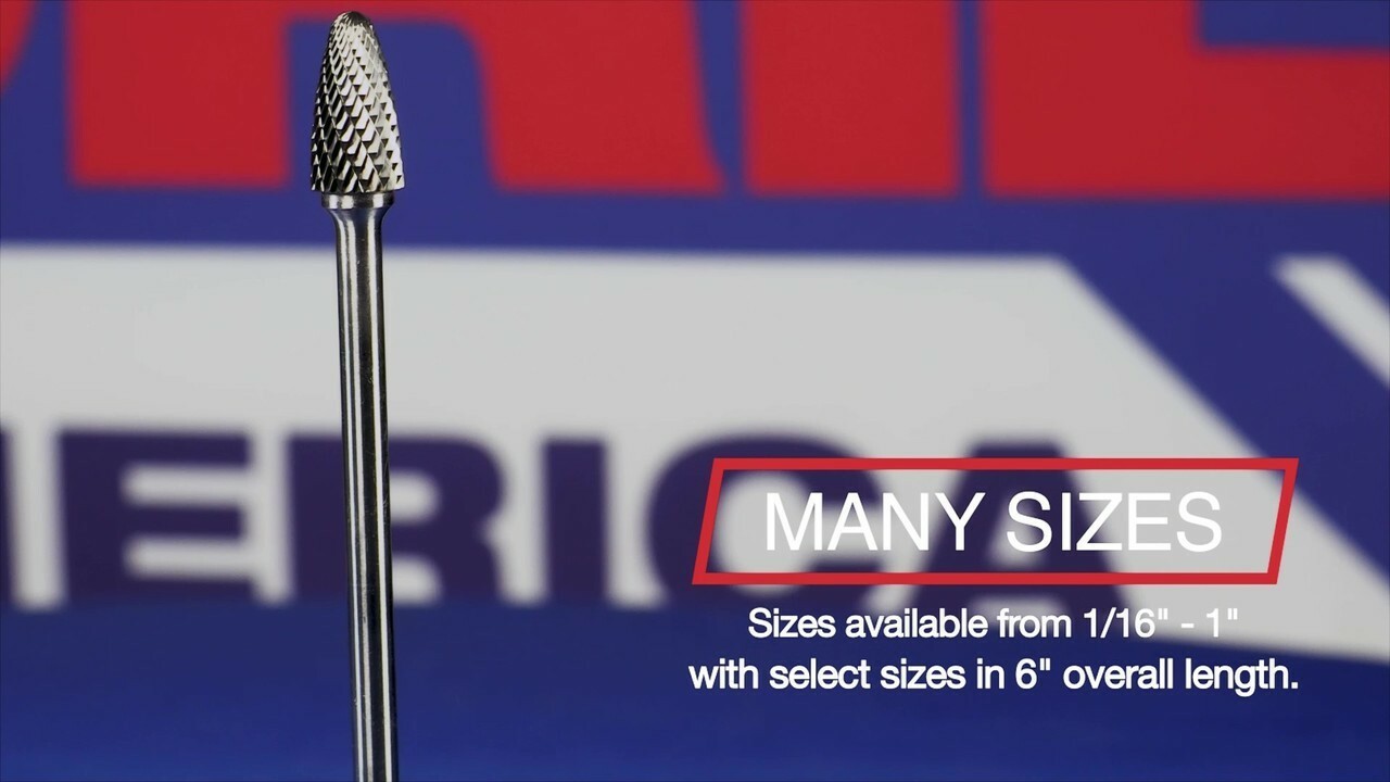 SJ-7 3/4" X 5/8" 60 Carbide Bur 1/4" Shank