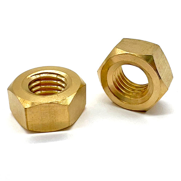 1/4"-20 Brass Finished Hex Nuts