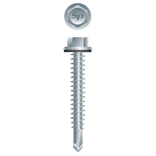 #10 Strong-Point Hex Washer Head w/Washer 10-16 x 3, Zinc