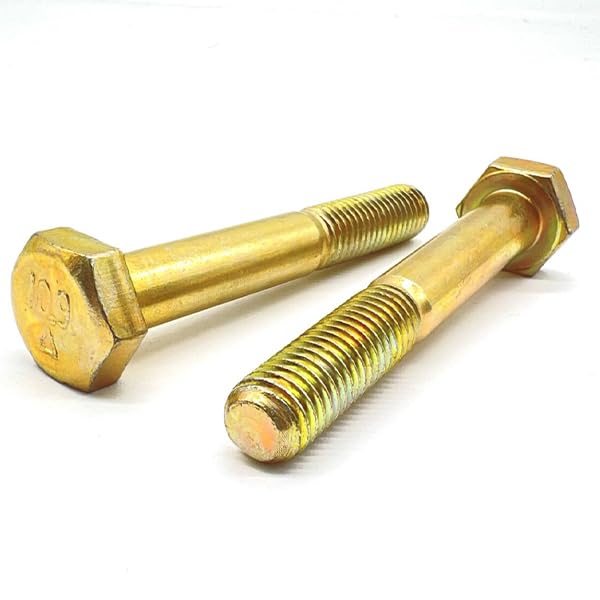 M10-1.50x100 Class 10.9 Hex Cap Screws Zinc Yellow