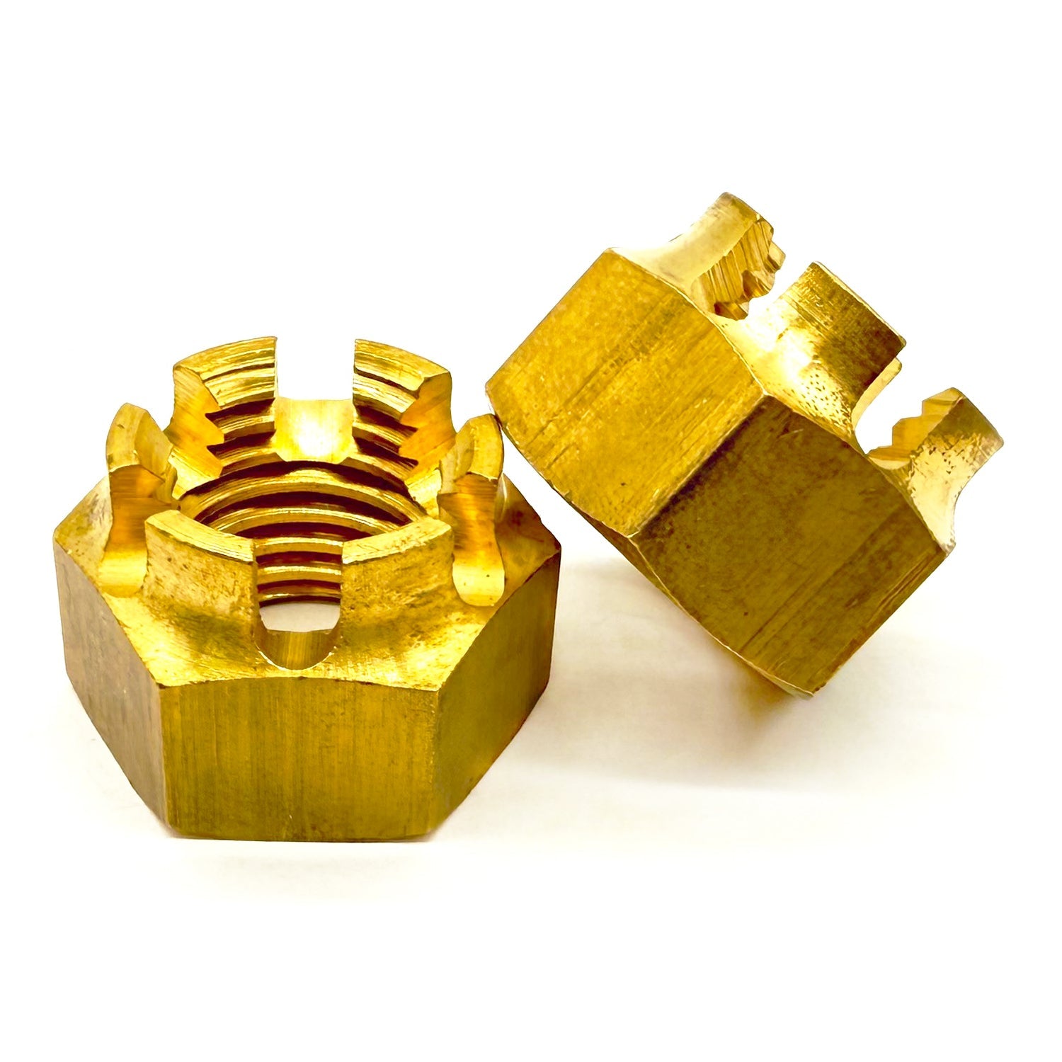 1/2"-13 Brass Slotted Hex Nuts