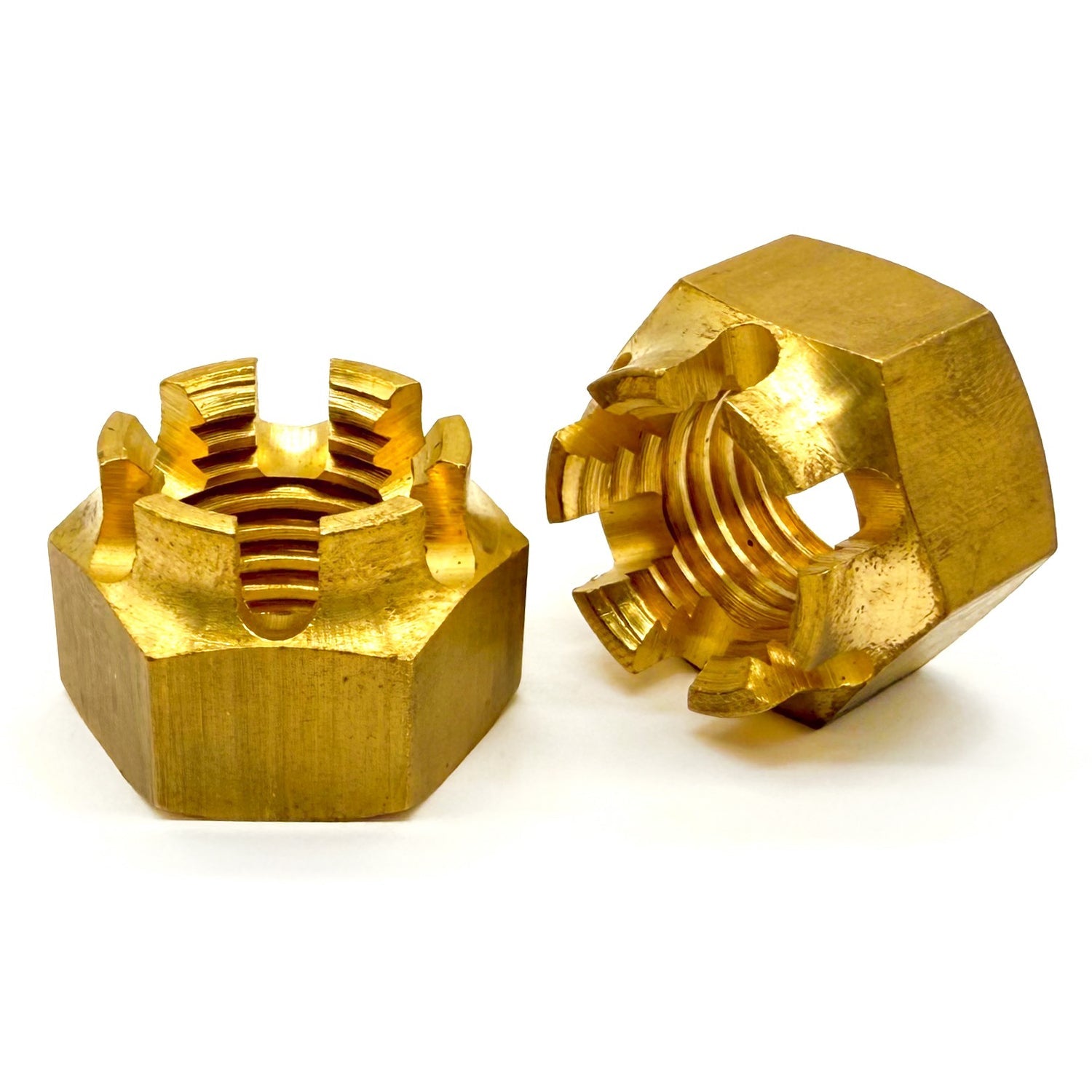1/2"-13 Brass Slotted Hex Nuts