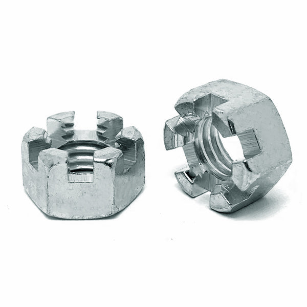 5/8"-18 Slotted Finished Hex Nuts Zinc Clear