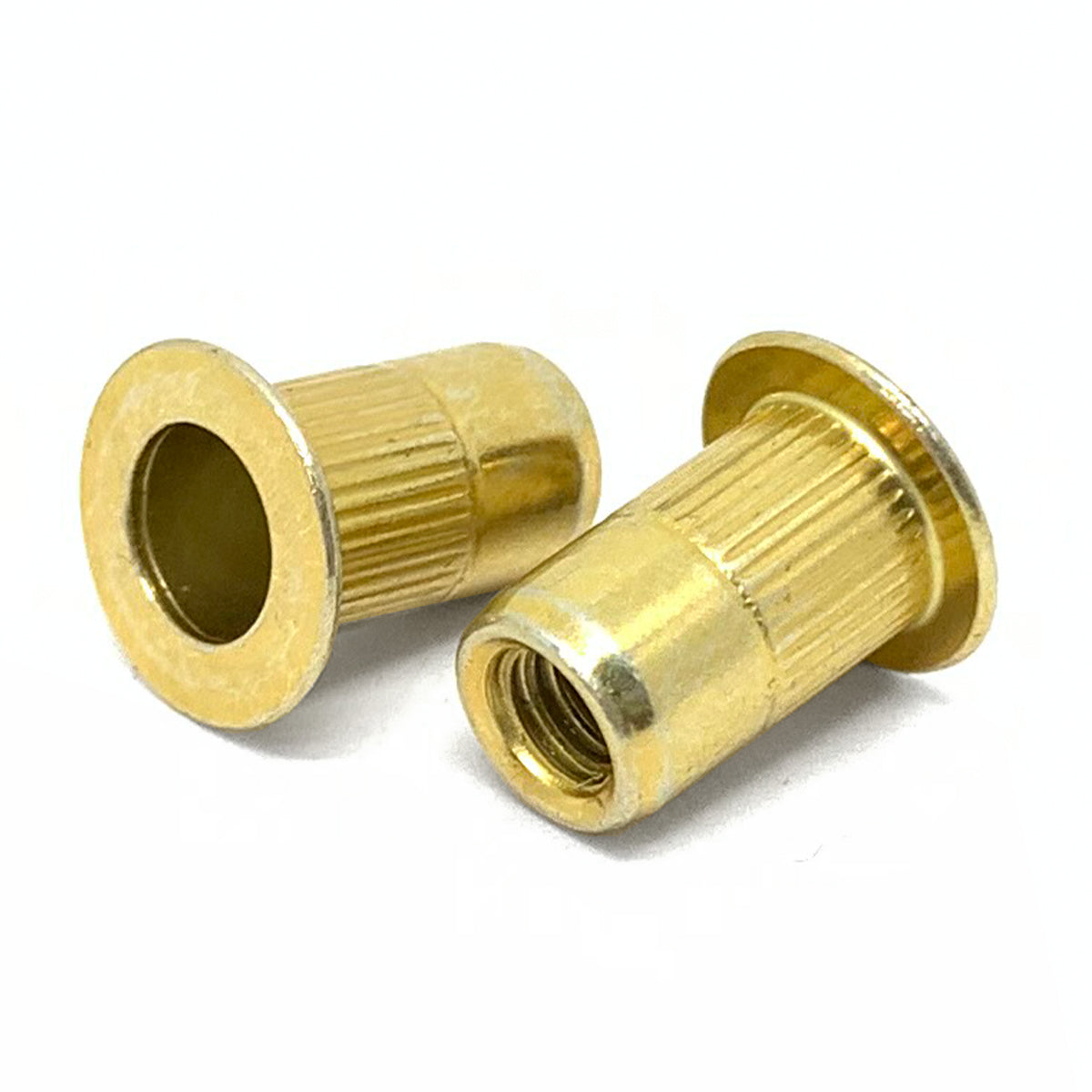 M10-1.5 (.027-.150) Steel Large Flange Knurled Body Rivet Nut Zinc Yellow