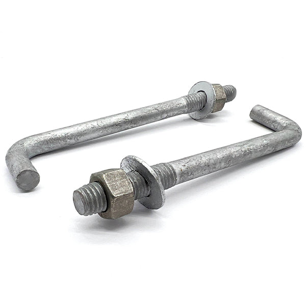 3/8"x8"x1-1/4"x1-3/4" L Shaped Anchor Bolts with Nuts and Washers Galvanized