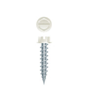 #8 SLT Strong-Point Hex Washer Head Painted White 8 x 1/2, 1/4 A.F., Zinc