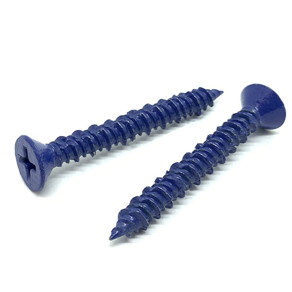 1/4x2-3/4" Phillips Flat Head Concrete Screws Piercing Point Blue Finish