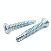 #10x1-1/2" Phillips Flat Head #3 Point Self Drilling Sheet Metal Screws Zinc