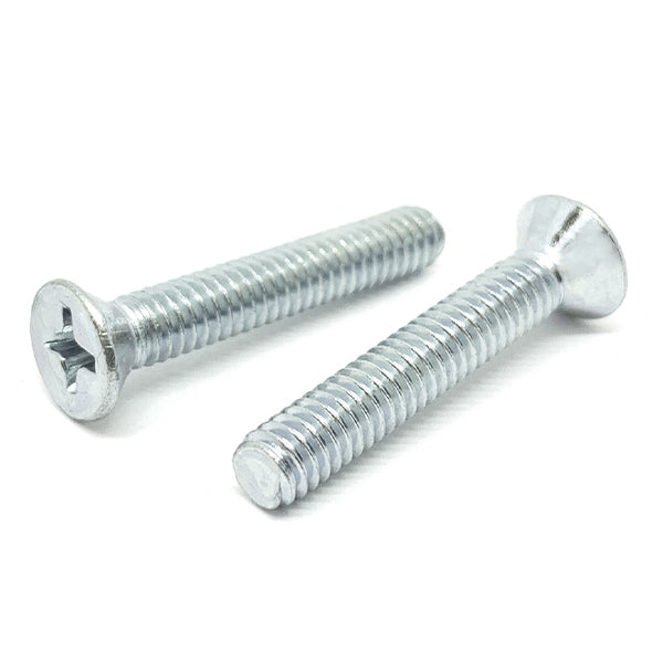 M2.5-0.45x10 Phillips Flat Head Machine Screws Steel Zinc
