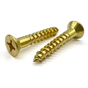 #14x1" Phillips Flat Head Wood Screws Brass