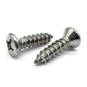#8x1-1/4" 18-8 Stainless Steel Phillips Oval Head Type A Self Tapping Screws