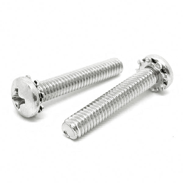 #6-32x1/2" 410 Stainless Steel External Tooth Sems Phillips Pan Head Machine Screws