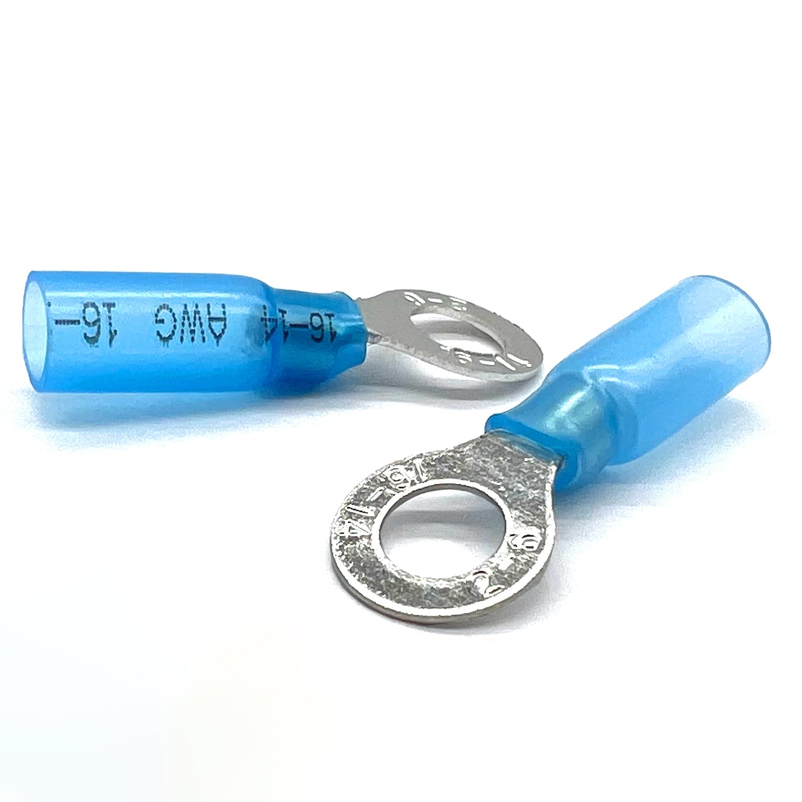 Blue Heat Shrink Marine Grade 5/16" Diameter Ring Connectors, AWG 16-14