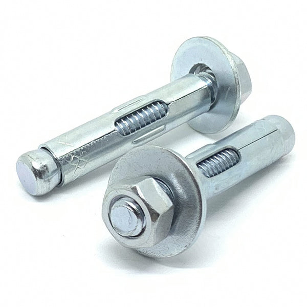 1/2-13x4" Sleeve Anchor w/ Hex Nuts & Washers Zinc Clear Steel