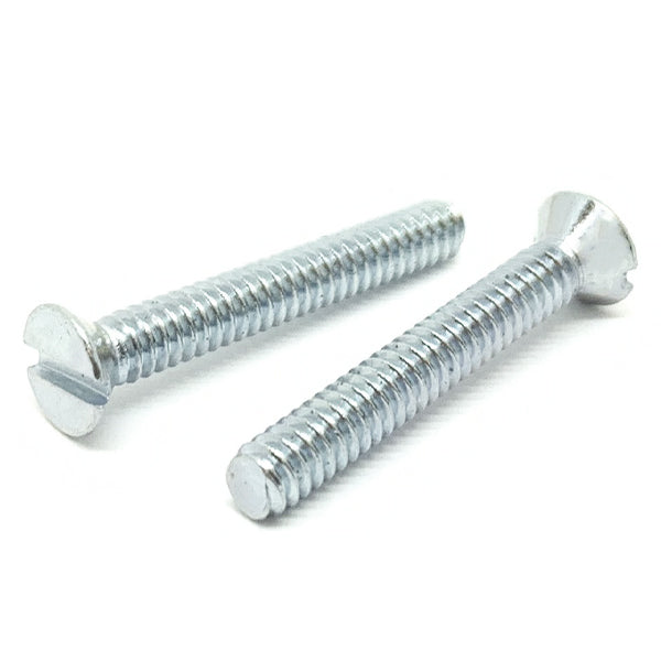 #10-32x2" Slotted Flat Head Machine Screws Steel Zinc