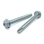 #8-18x3/4" Slotted Indent Hex Washer Head Type BT Thread Cutting Screws Zinc Clear