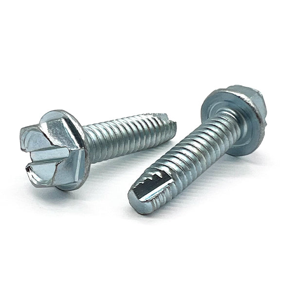 #6-32x1" Slotted Indent Hex Washer Head Type T Thread Cutting Screws Zinc Clear