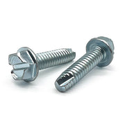 #8-32x5/8" Slotted Indent Hex Washer Head Type T Thread Cutting Screws Zinc Clear