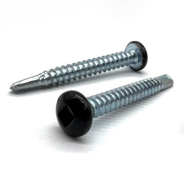 #10x1-1/2" Pan Head Square Drive #3 Point Self-Drilling TEKS Screw Black Painted Head Zinc