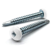 #6x3/4" Pan Head Square Drive #2 Point Self-Drilling TEKS Screw White Painted Head Zinc