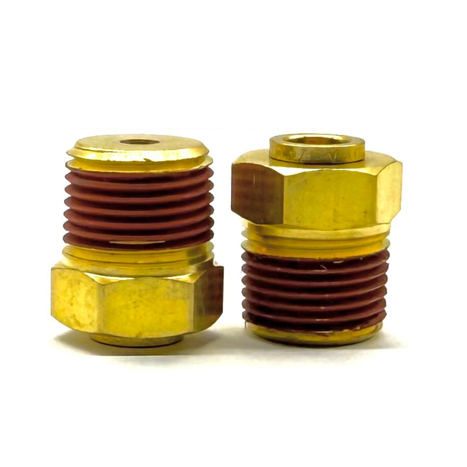 1/2" Tube to 1/4" NPT Straight Male Pipe Connector, Brass D.O.T. Push to Connect Air Brake Fitting with Red Acrylic Thread Sealant