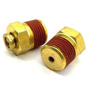 1/4" Tube to 3/8" NPT Straight Male Pipe Connector, Brass D.O.T. Push to Connect Air Brake Fitting with Red Acrylic Thread Sealant