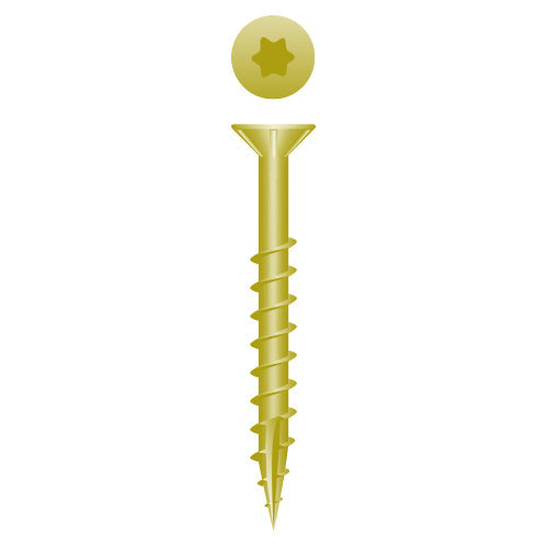 #8 Strong-Point Flat Head w/Nibs 8 x 1-5/8, T-20, Coarse, Type '17', Zinc Yellow
