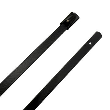 26.7" 300lb 316 Stainless Steel Zip Cable Tie Black Polyester Coated