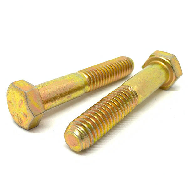 3/8-24x3-1/2" Hex Head Cap Screws Grade 8 USA Zinc Yellow
